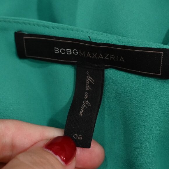 BCBGMaxAzria Size 8 Teal Green One Shoulder Drape Jumpsuit - Picture 8 of 10